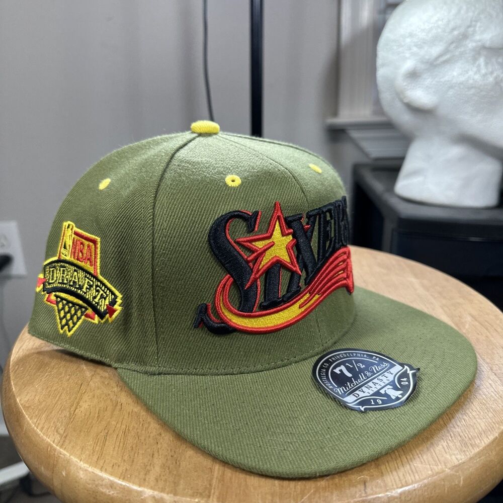 Mitchell & Ness X Lids Fitted Hat Size 7 1/2 Olive NBA Draft Hardwood Classics